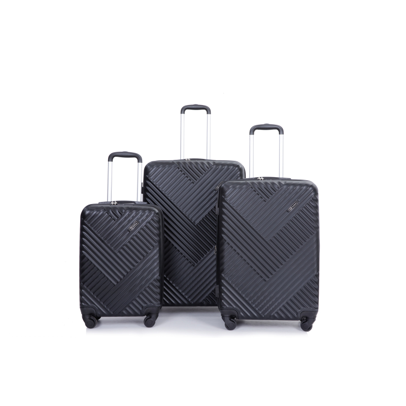 Expandable 3 Piece Luggage Sets PC Lightweight Suitcase with Two Hooks, Spinner Wheels, TSA Lock, (20/24/28), Black